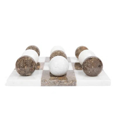 Italian Brown Marble Tic Tac Toe Set | Round Marble Tic Tac Toe Game Set With Sphere Pieces | Coffee Table Decoration, Housewarming Gift | Wayfair North America