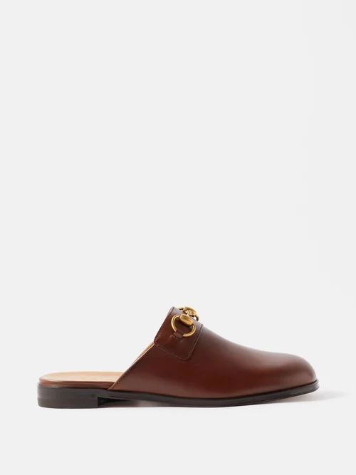 Gucci - Horsebit Leather Backless Loafers - Mens - Brown | Matches (US)