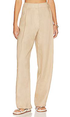 AEXAE Linen Highrise Trousers in Beige from Revolve.com | Revolve Clothing (Global)