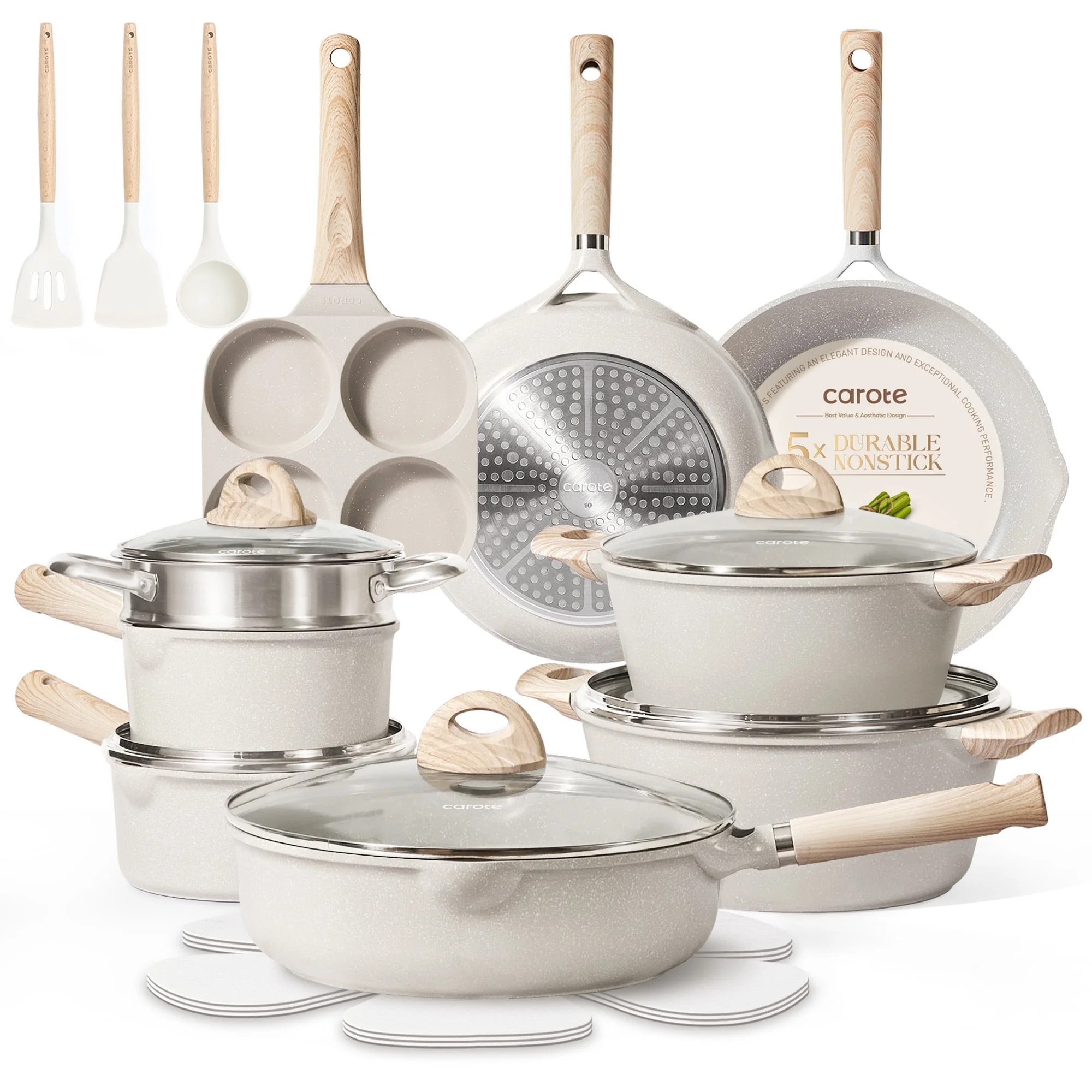 Carote Nonstick Cookware Set 21-Piece,Kitchen Pots and Pans Set,Stay-Cool Handles, Induction Comp... | Walmart (US)