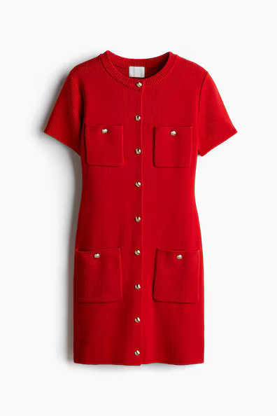 H & M - Geripptes Strickkleid - Rot - Damen | H&M (DE, AT, CH, NL, FI)