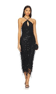 Paris Georgia Gigi Fringe Dress in Black from Revolve.com | Revolve Clothing (Global)