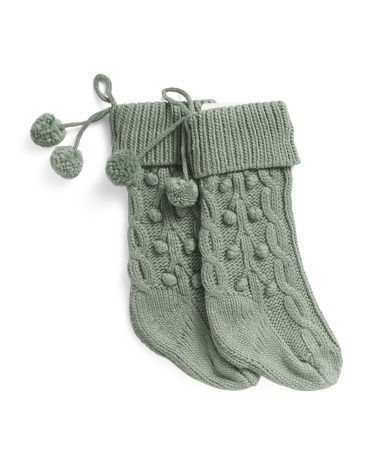 Set Of 2 Knit Branches Holiday Stockings | TJ Maxx