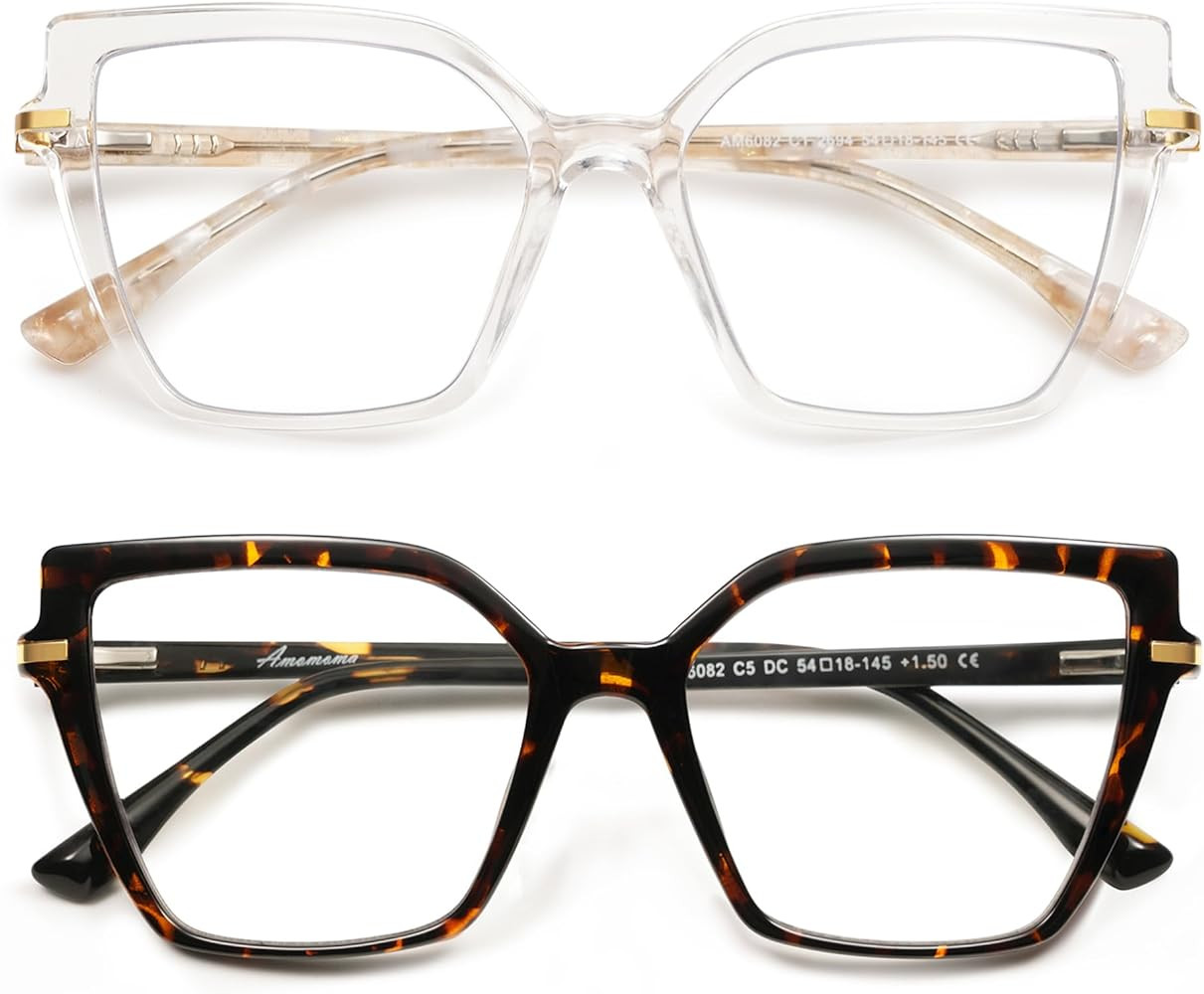 AMOMOMA Trendy Square Blue Light Blocking Reading Glasses for Women Women's Readers Spring Hinge ... | Amazon (US)