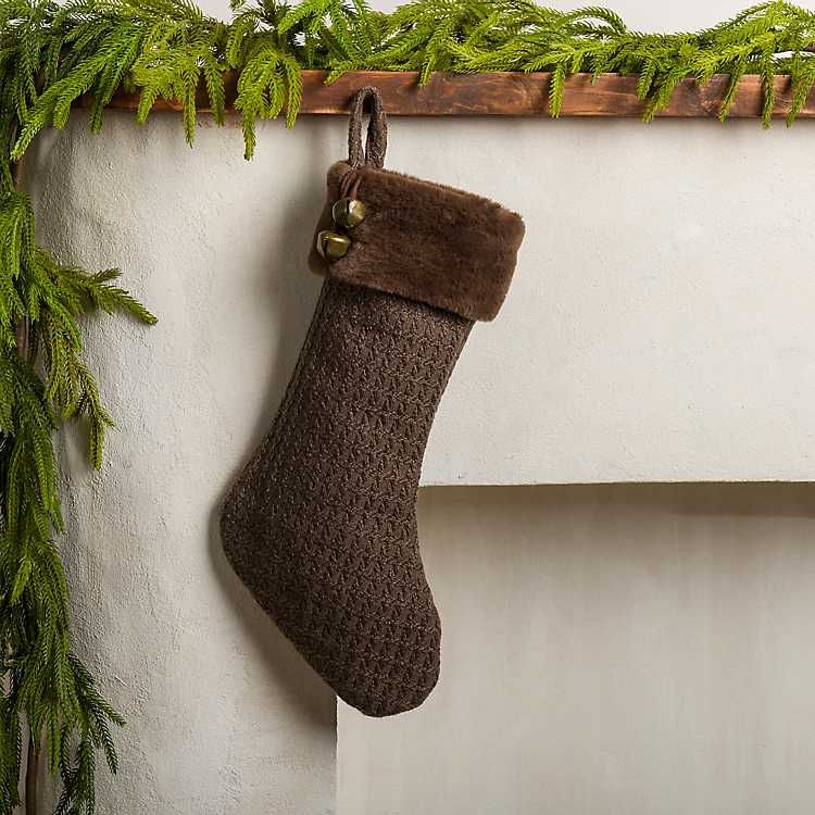 Brown Tweed and Faux Fur Stocking | Kirkland's Home