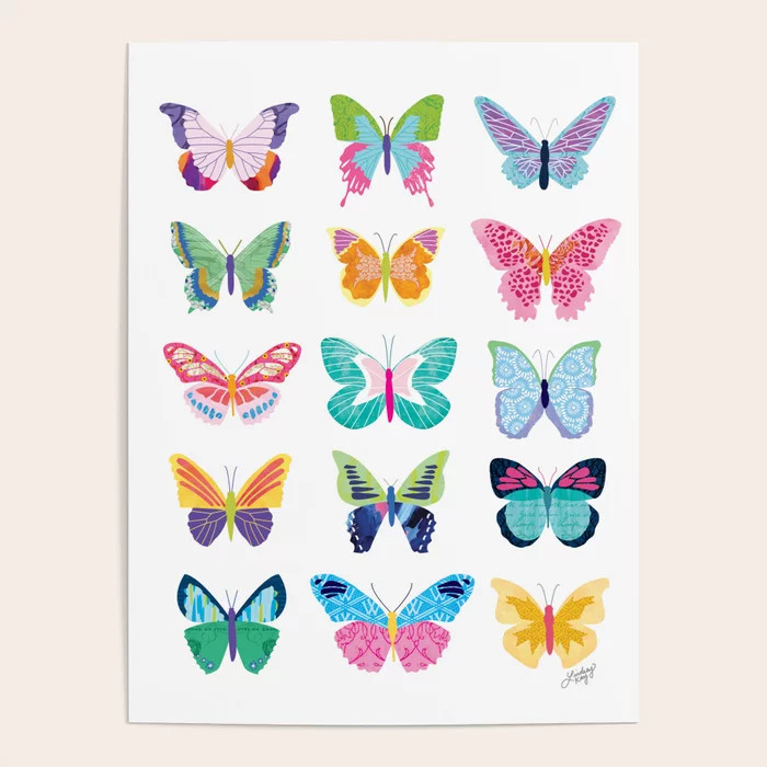 Colorful Butterflies  Poster | Society6