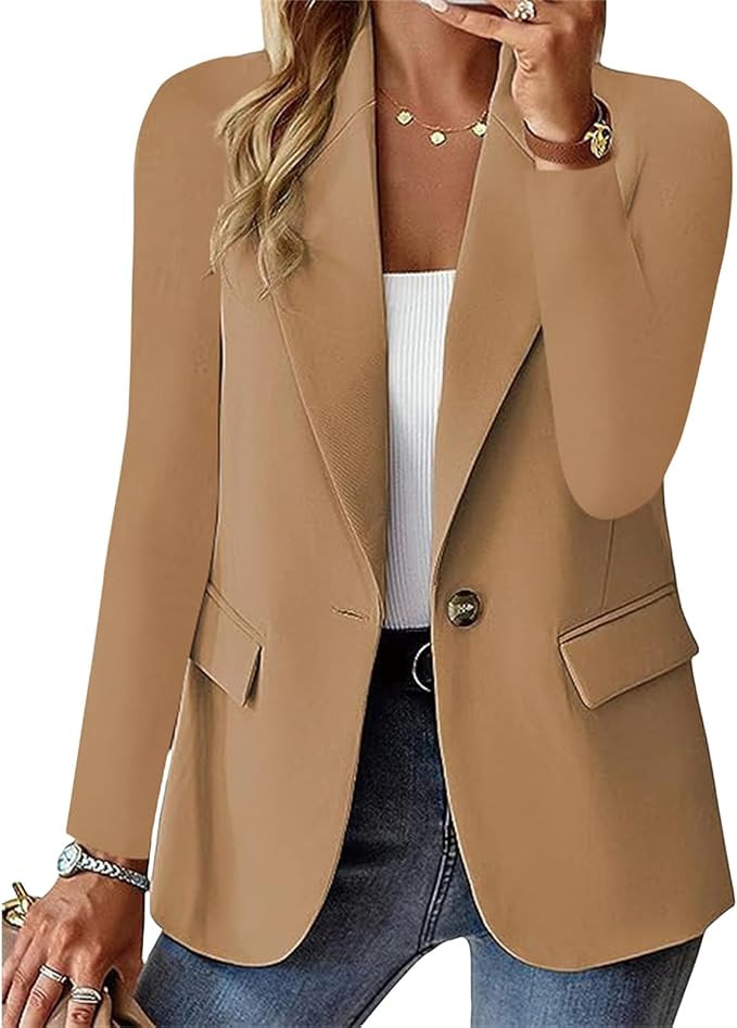 Business Casual Blazer for Women Suit Jackets Dressy Long Sleeve Open Front Work Office Blazer La... | Amazon (US)