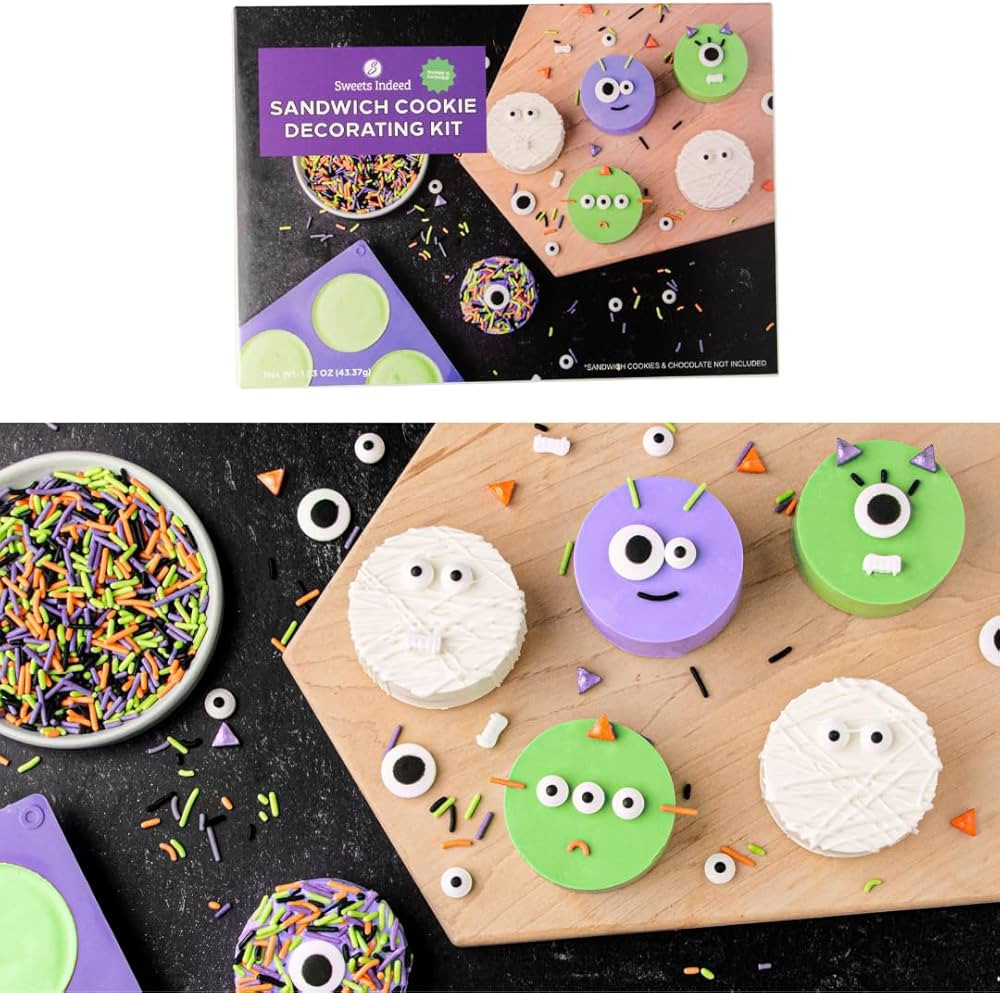 Sweets Indeed Sandwich Cookie Decorating Kit – Halloween DIY Set with Oreo Mold, Spooky Sprinkl... | Amazon (US)
