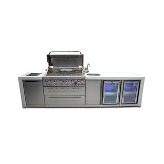 Deluxe Series 6-Burner Modular Outdoor Kitchen Propane Natural Gas Grill Island with 2 Refrigerators in Stainless Steel | The Home Depot