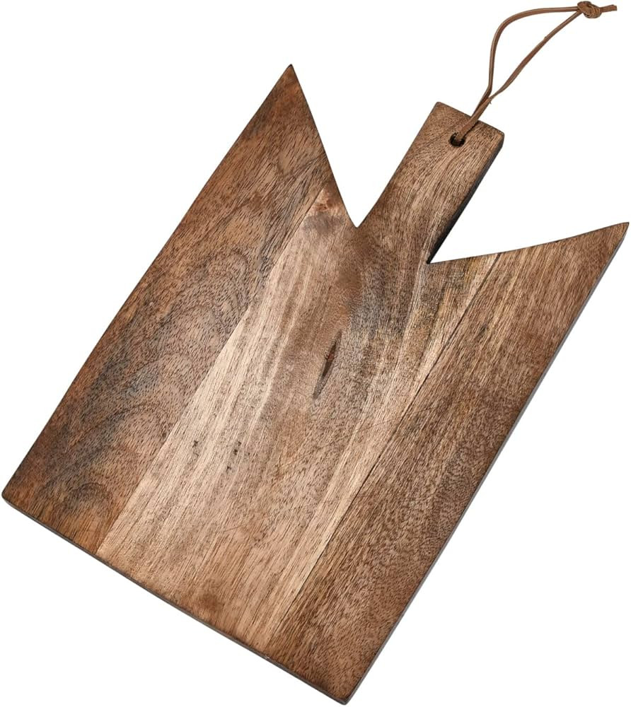 Main + Mesa Geometric Wood Cutting Board with Leather Tie Natural | Amazon (US)