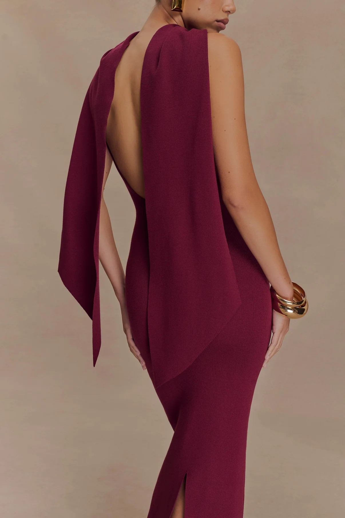 Darby Knit Scarf Maxi Dress - Merlot | MESHKI US