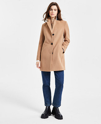 Maralyn & Me Juniors' Houndstooth Long-Sleeve Reefer Coat - Macy's | Macy's