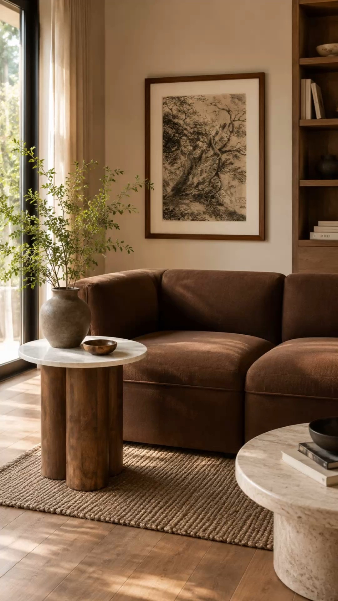 That rich espresso brown + warm marble combo feels so elevated without trying too hard 🤎 These are the kinds of pieces that instantly make a living room feel layered, cozy, and designer-inspired while still feeling livable. The warm wood tones, soft textures, and moody artwork together are perfection lately.

#LTKHome #LTKSeasonal #LTKSaleAlert