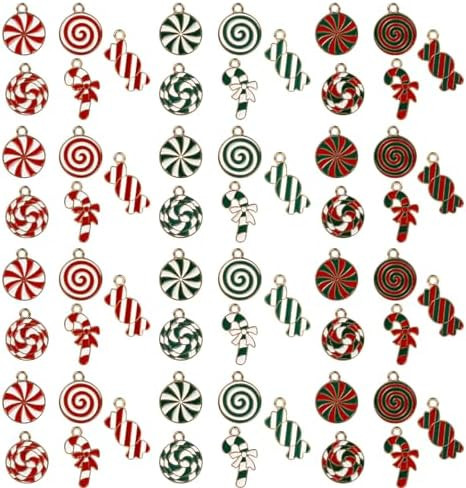 60pcs Christmas Pendant Charm, Christmas Necklace Charms Candy Cane Charms Christmas Pendants for... | Amazon (CA)