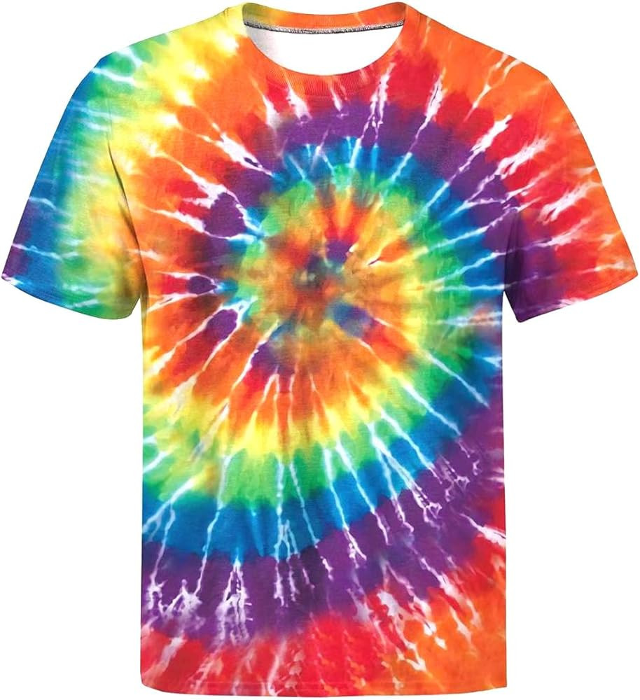 Tie Dye Shirts for Men Women, Short Sleeve Mens Tie Dye Shirts, Mens Women Rainbow Tie Dye T Shir... | Amazon (US)
