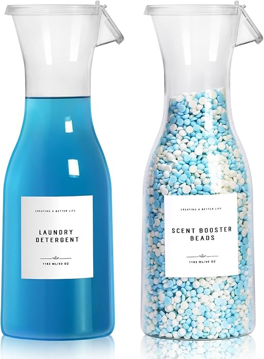 Laundry Detergent Dispenser Bottle 40oz with Waterproof Label for Laundry Detergent Soap Fabric S... | Amazon (US)