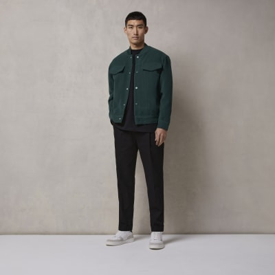 Black RI Studio regular fit pleated trousers | River Island (UK & IE)
