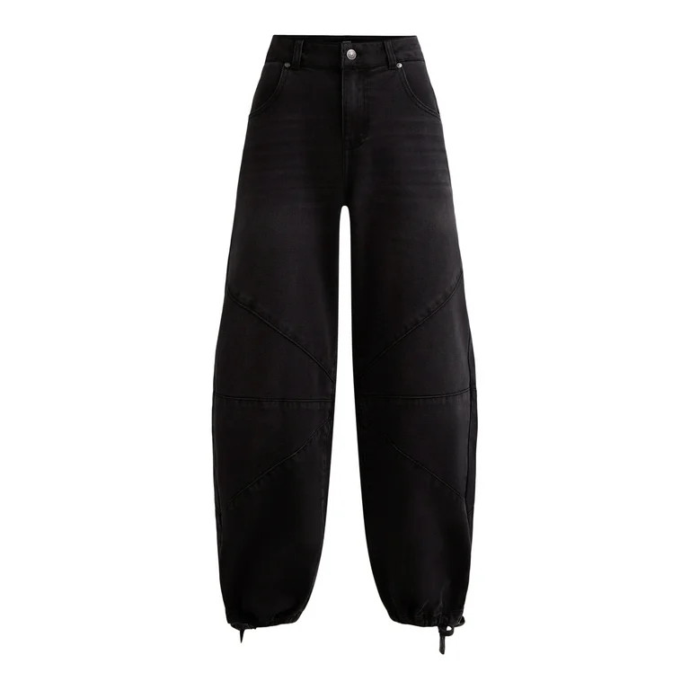 Madden NYC Women’s Barrel Jeans with Drawstring Hem, 28" Inseam, Sizes 0-18 | Walmart (US)