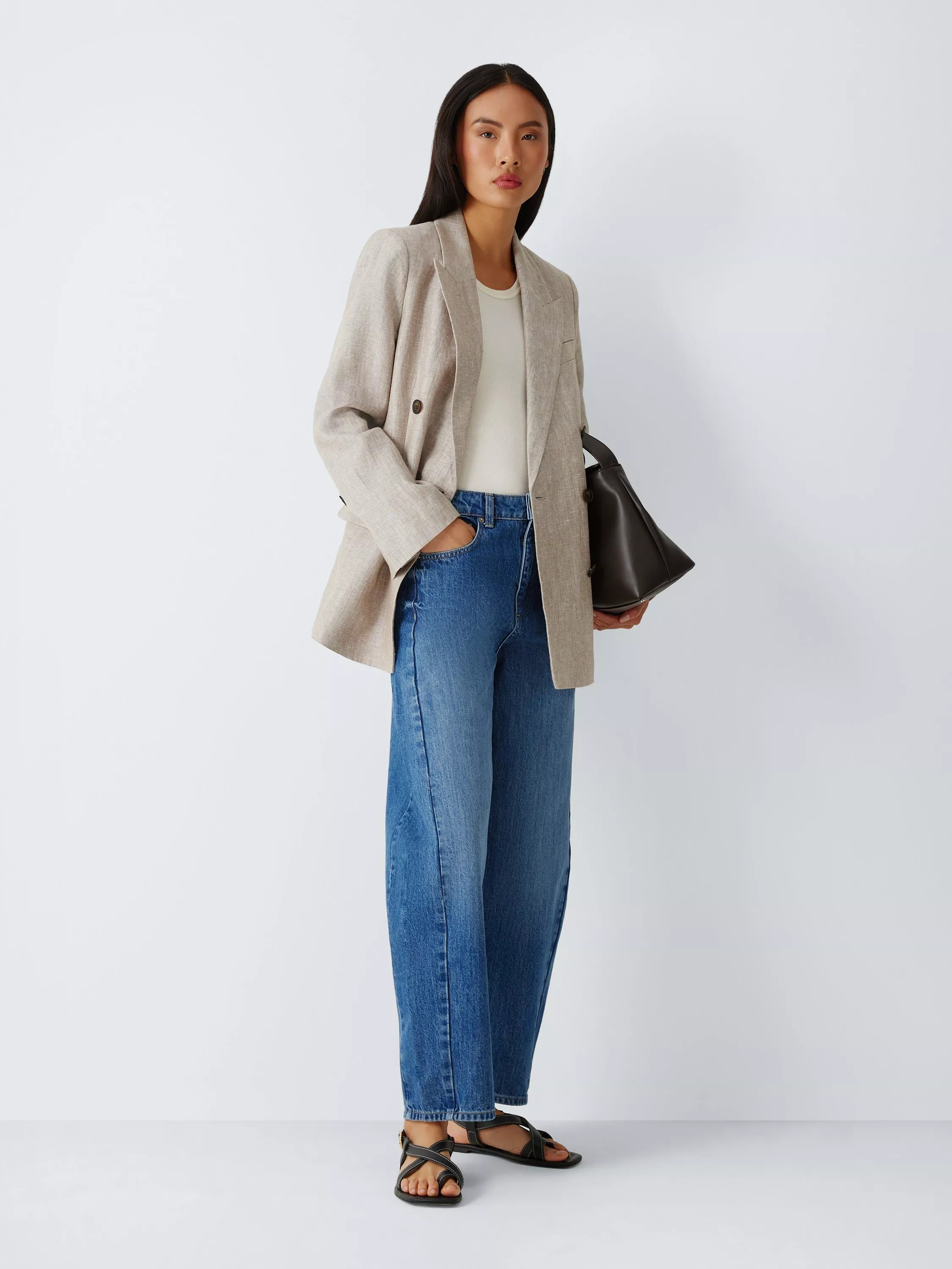 Double Breasted Linen Blazer, Natural | John Lewis (UK)