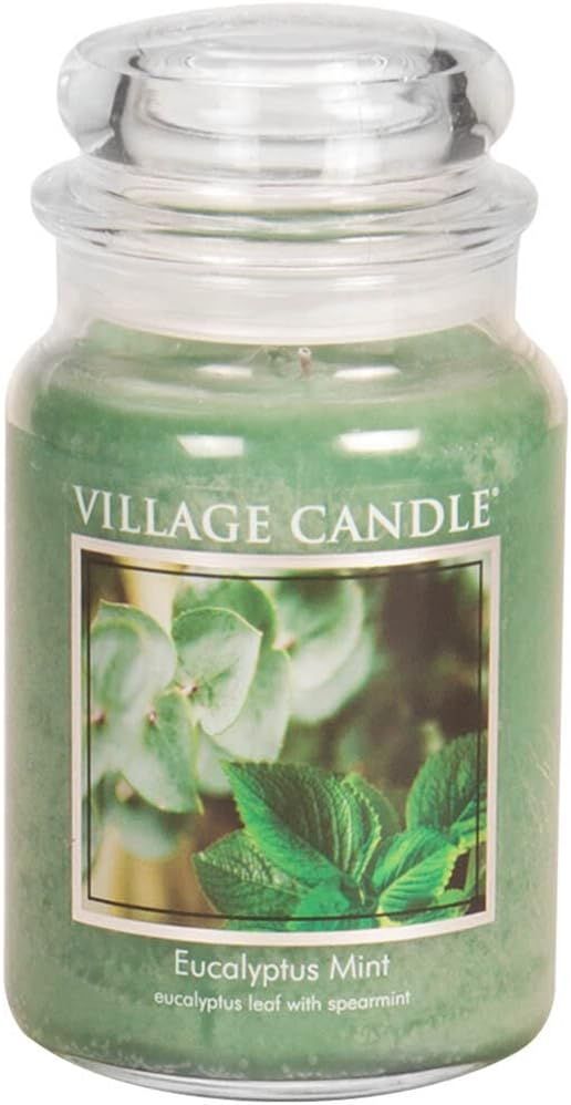 Amazon.com: Village Candle Eucalyptus Mint Large Glass Apothecary Jar Scented Candle, 21.25 oz, G... | Amazon (US)