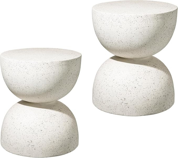 Glitzhome Outdoor Side Tables Set of 2, Heavy Duty Patio Sturdy Faux Terrazzo Decorative Garden S... | Amazon (US)