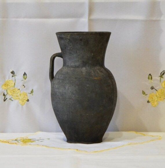 Old Clay Vase. Wabi Sabi Dusty Gray Pottery Pot. Shabby Chic - Etsy | Etsy (US)