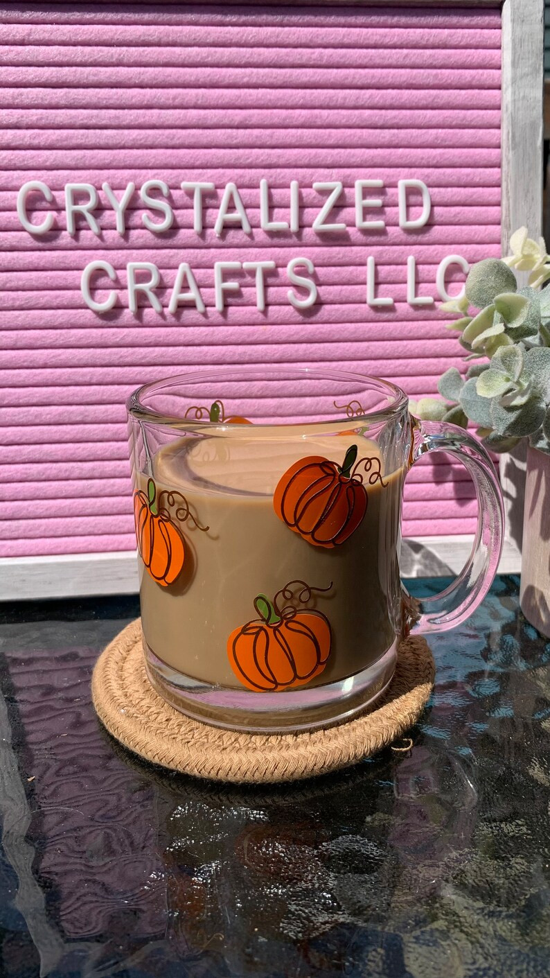 Pumpkins Glass Mug - Etsy | Etsy (US)