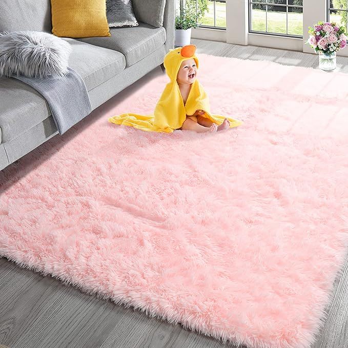 PAGISOFE Fluffy Soft Area Rug, 4x6, Furry Rugs for Kids Girls Bedroom, Shag Rugs for Living Room,... | Amazon (US)