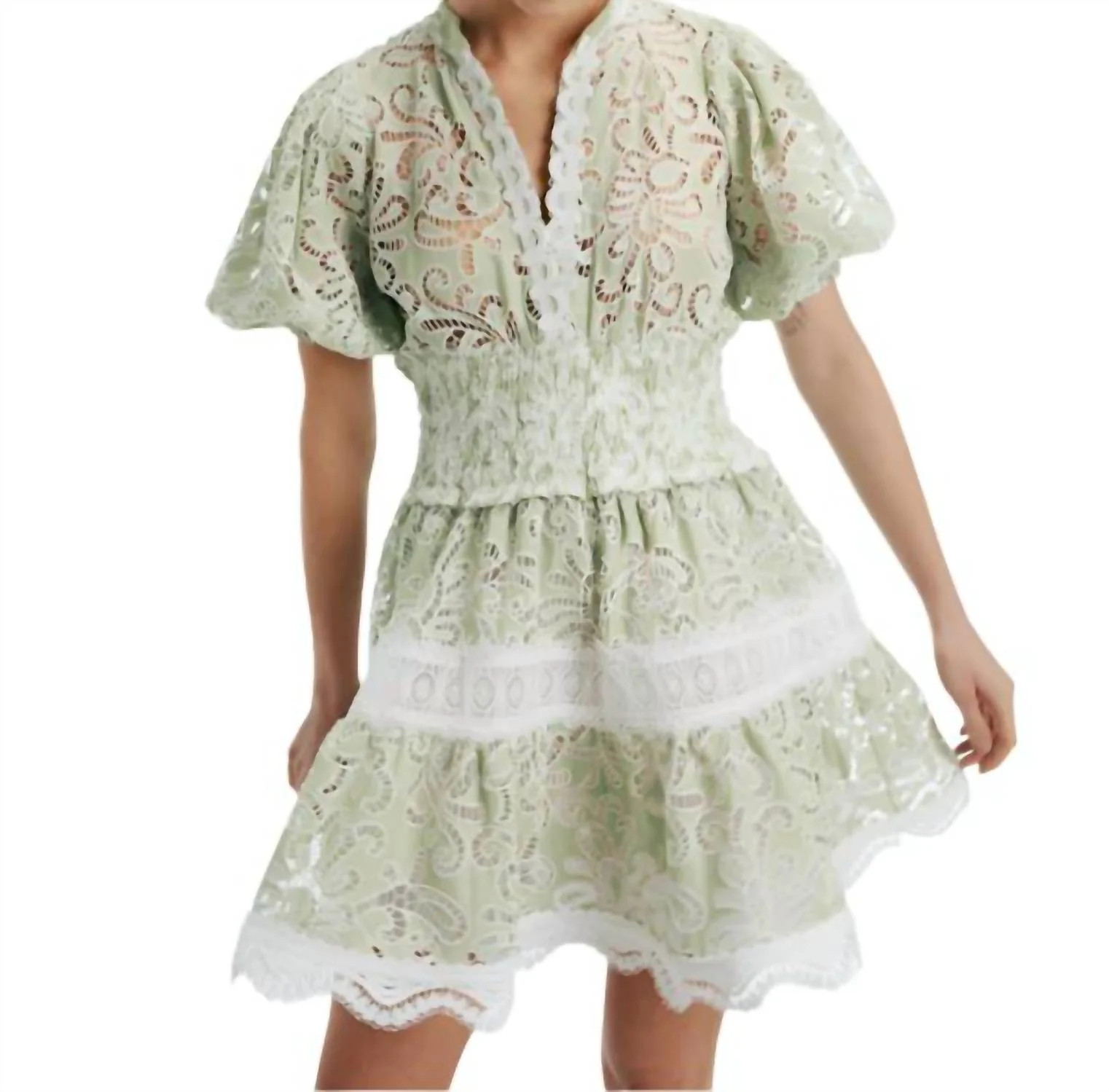 Marion Mini Dress In Green | Shop Simon