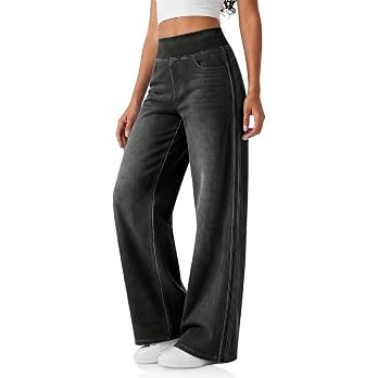 Cicy Bell Womens Pull On Jeans Wide Leg Stretchy Side Striped Denim Pants | Amazon (US)