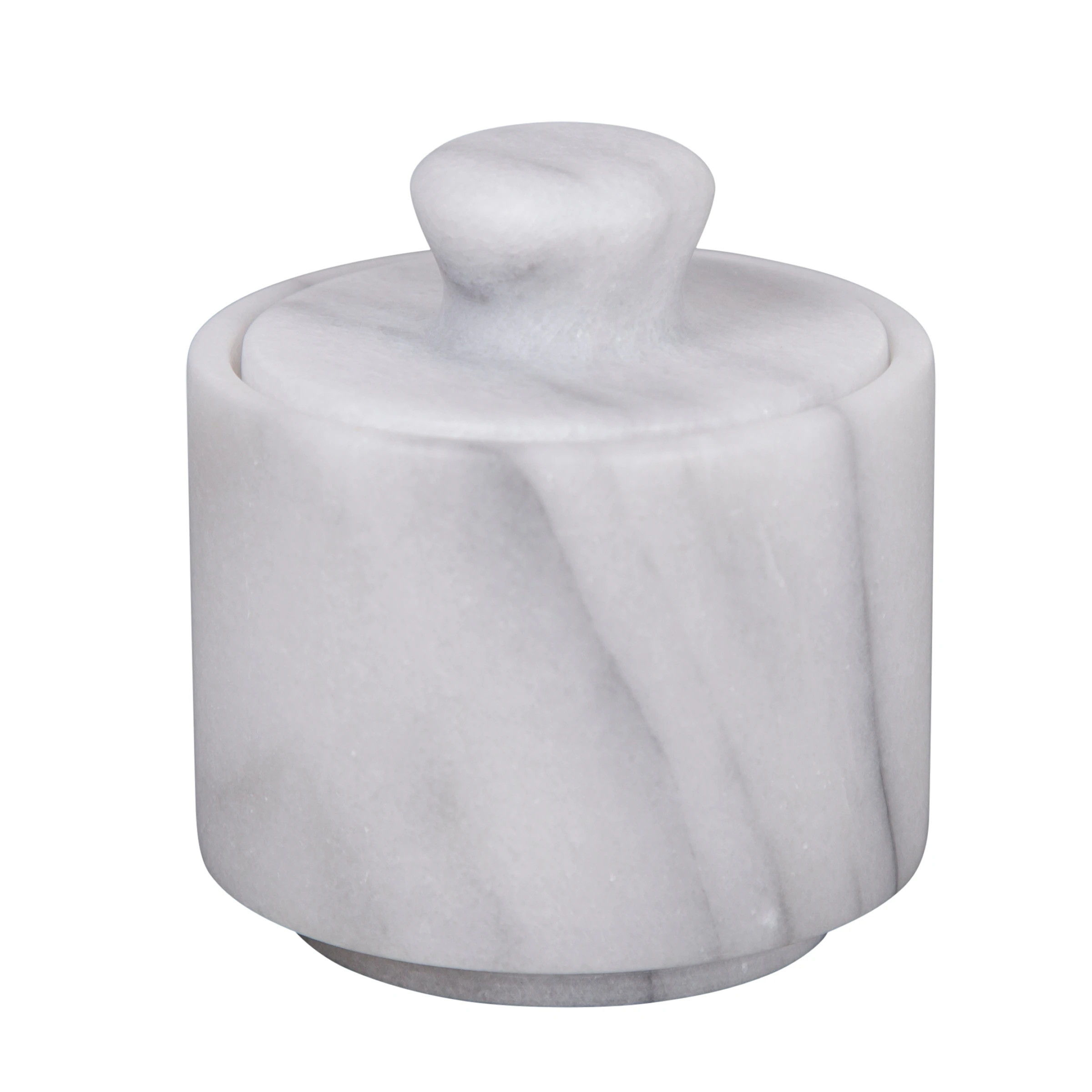 Creative Home Natural Marble Salt Cellar Keeper Round Salt Spices Container Salt and Pepper Bowls, 3" Diam. x 3.3" H, Off-White | Bed Bath & Beyond
