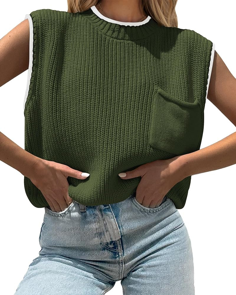 KIRUNDO Summer Sweater Vest Cap Sleeve Cotton Spring Tops for Women 2025 Casual Sleeveless Crewne... | Amazon (US)