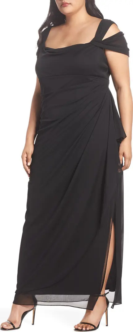Alex Evenings Cold Shoulder Ruffle Gown | Nordstrom | Nordstrom