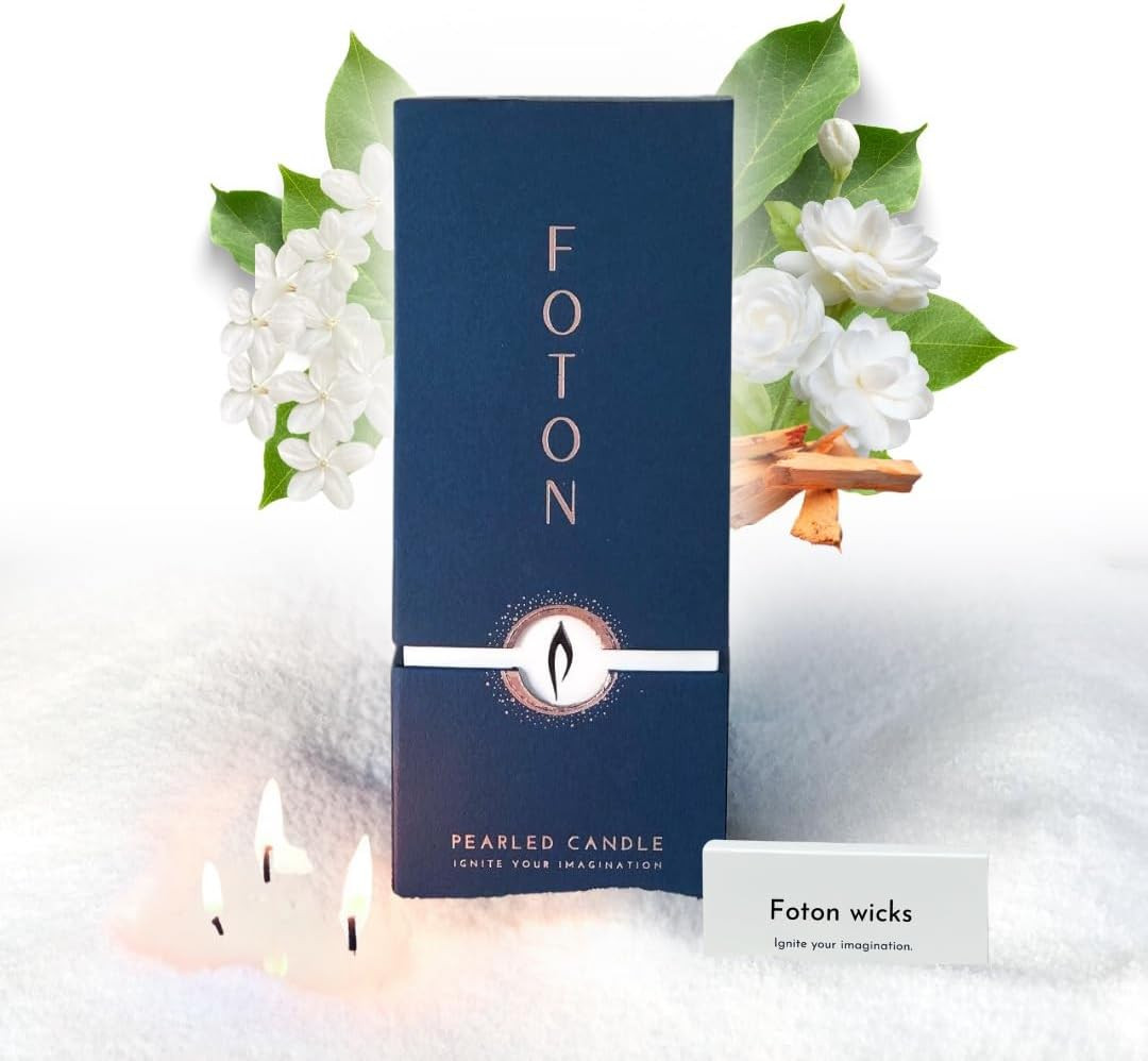 Foton Pearled Candle 18 Oz - Misty Monte Sandalwood Jasmine Scented Non Toxic Luxury Long Lasting Powder Candles up to 120 Hours - Refillable Candle Sand with 30 Wicks for Candle Making | Amazon (US)
