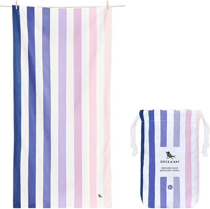 Dock & Bay Beach Towel - Quick Dry, Sand Free - Compact, Lightweight - 100% Recycled - Includes B... | Amazon (US)