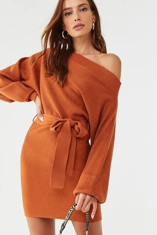 Off-the-Shoulder Ribbed Mini Dress | Forever 21 (US)