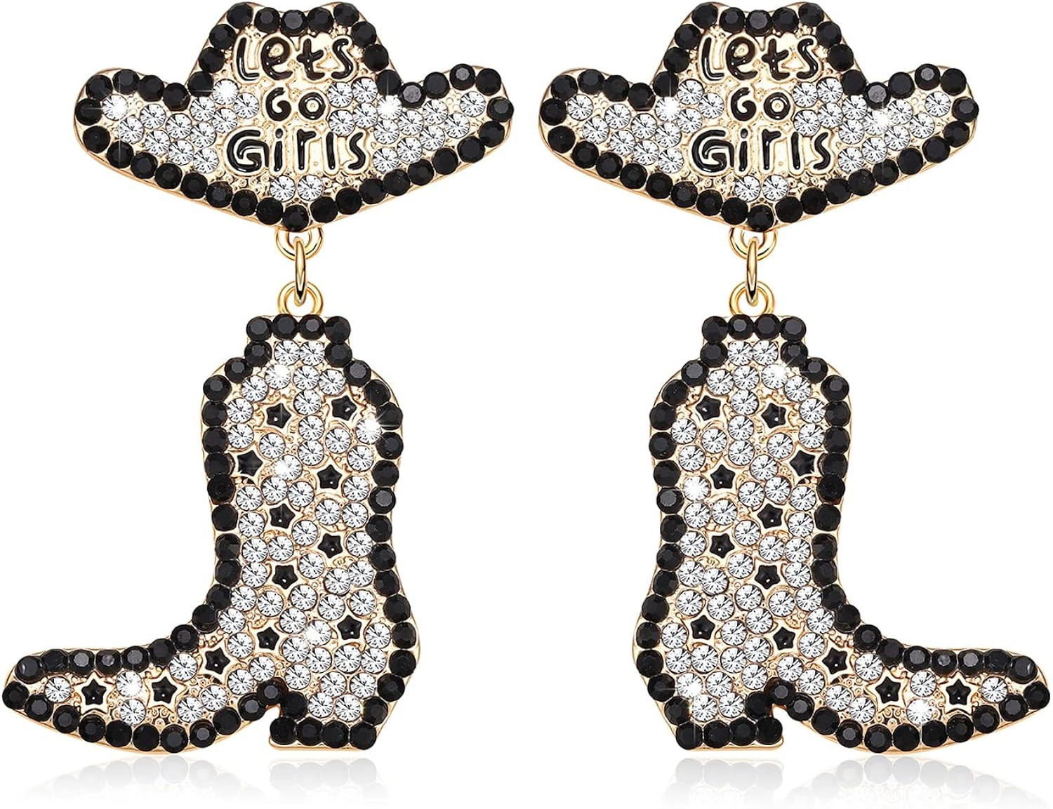 Beaded Cowboy Earrings Sparkly Rhinestone Bead Boots Hat Dangle Earrings for Women Girls Fun West... | Amazon (US)