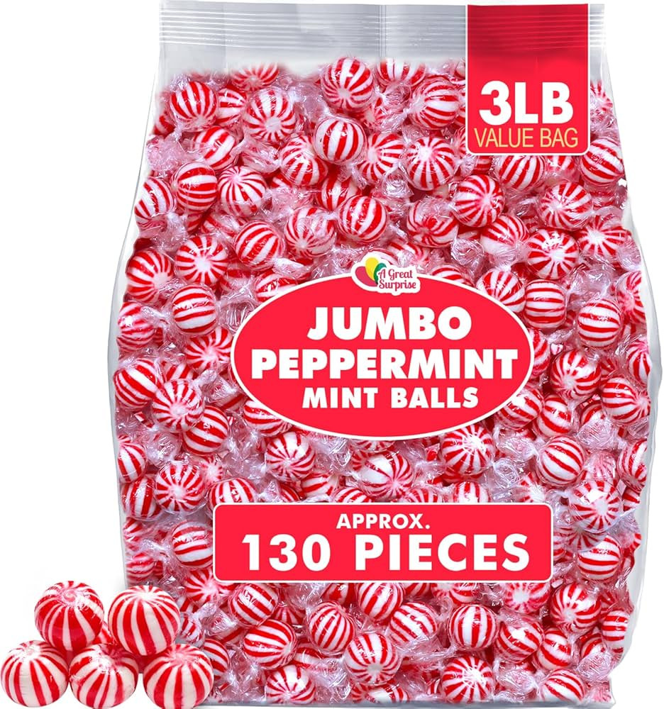 Christmas Peppermint Balls - 3 Pounds - Bulk Red Mint Hard Candy - Red and White Candy - Bulk Ind... | Amazon (US)