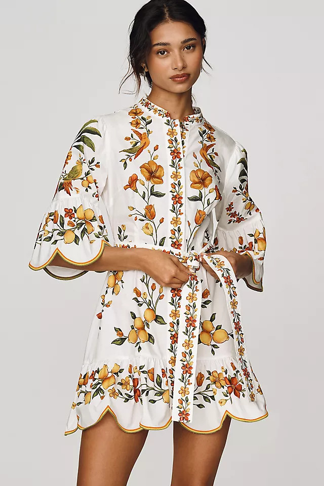 Lemon Bouquet Cotton Mini Dress | Anthropologie (US)