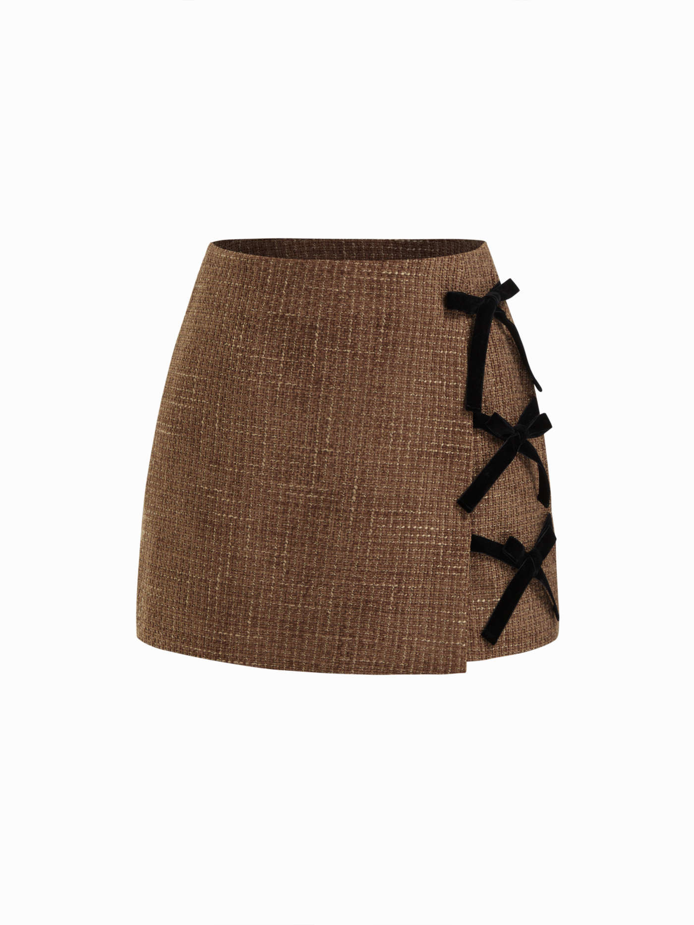 Holiday Dress Valentine rush outfits Tweed Tweed Mid Rise Bowknot Mini Skirt For Work | Cider