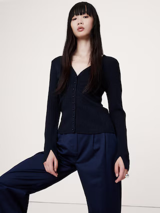 Ribbed Merino Cardigan | Banana Republic (US)