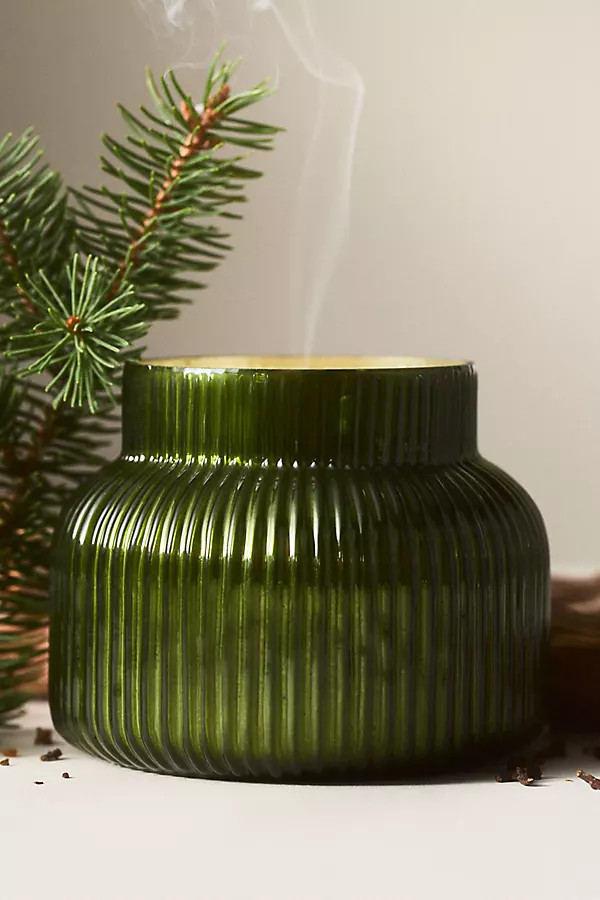 Capri Blue Woody Fir & Firewood Glass Candle | Anthropologie (US)