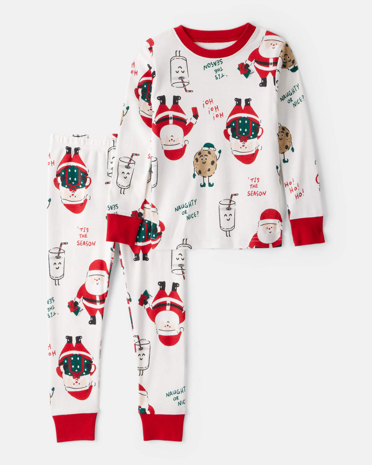 Baby Beige Santa Milk & Cookies 100% Cotton Long-Sleeve Snug Fit 2-Piece Pajamas - White | Carter's Inc
