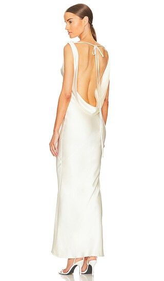 Plunging Back Cowl Dress in Pearl | Revolve Clothing (Global)