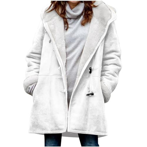 Rkwins Sherpa Jacket for Women 2025 Winter Warm Coat Fleece Lined Coat Mid Length Winter Jacket Plus Size Sherpa Outwear White | Amazon (US)