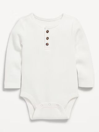 Unisex Long-Sleeve Thermal-Knit Henley Bodysuit for Baby | Old Navy (US)