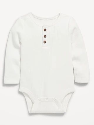 Unisex Long-Sleeve Thermal-Knit Henley Bodysuit for Baby | Old Navy (US)