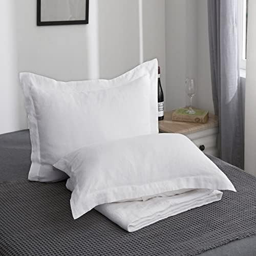 Simple&Opulence 100% Linen Pillow Case King Size Set of 2, White Pillow Covers with Overlap Closu... | Amazon (US)