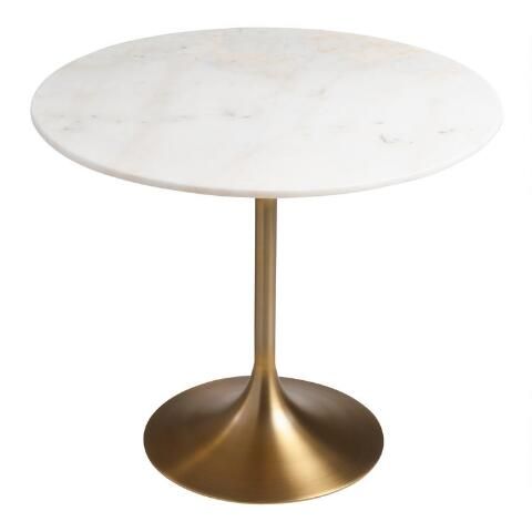 White Marble Top and Gold Tulip Leilani Dining Table | World Market