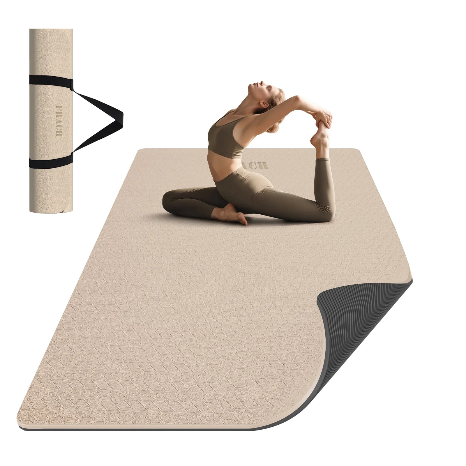 Frach Large Yoga Mat Extra Wide 4 ft,0.3" Thick with Strap, Non-Slip High Rebound for Home and Ou... | Walmart (US)